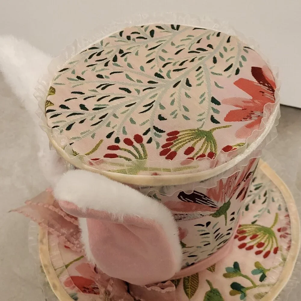 Light Colored Begonia Market Top Hat with Bunny Ears - Picture 7 of 8